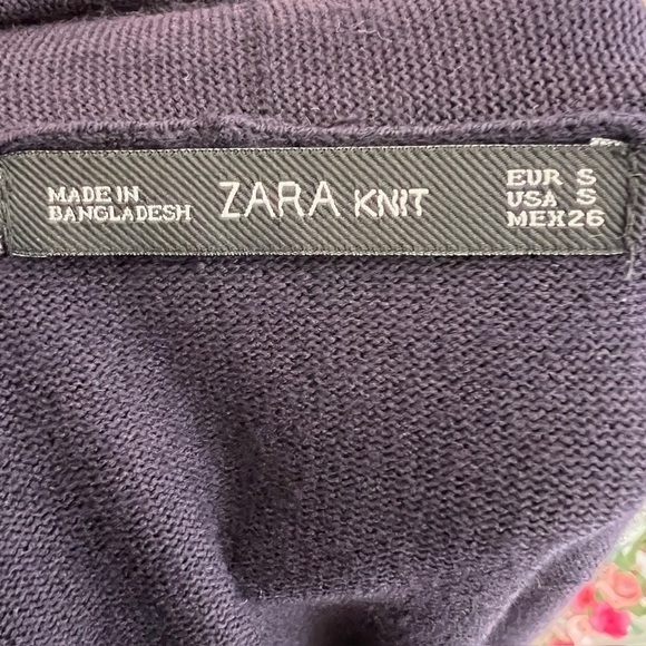 🌹Zara Knit Navy Blue Open Front Waterfall Cardigan Womens Small Casual Work - Picture 5 of 7